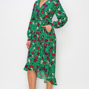 MELLODAY Green Floral High Low Dress